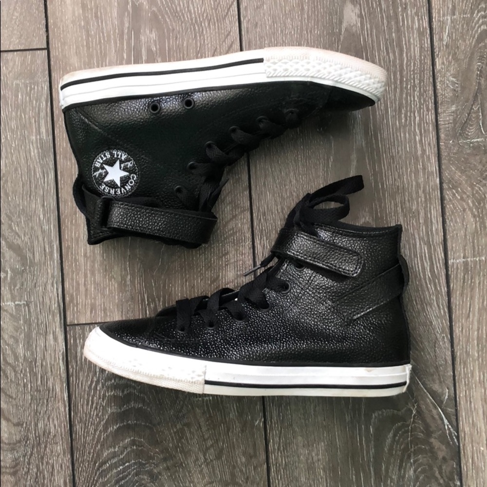 Patent leather converse high tops all black